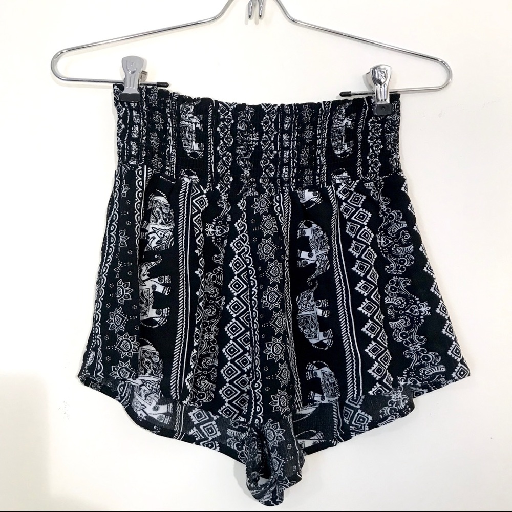 LA Hearts black and white elephant shorts